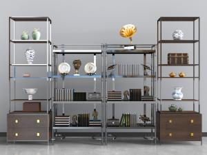 新中式金属框架的置物装饰架