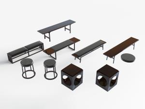 新中式长方形沙发凳圆形方形凳子