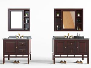 美式实木洗手盆洗手台和浴室镜