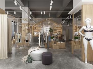 现代轻奢服装店试衣间