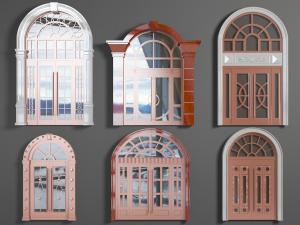 欧式酒店拱形门拱和玻璃大门