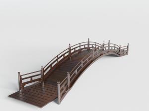 现代带护栏栏杆的实木小桥