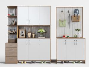 现代白色柜门实木鞋柜