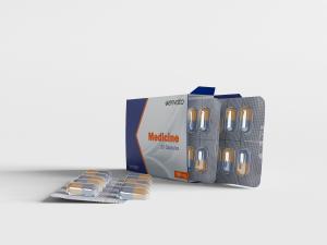 一盒打开的胶囊药物