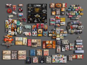 工业风实木字母墙饰挂件