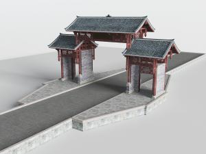 中式带屋檐的大门