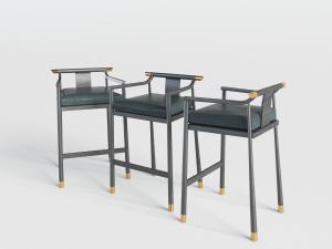 中式黑色实木吧椅