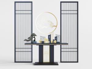 中式端景台盆景隔断3d模型 中式端景台盆景隔断