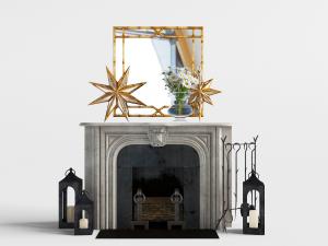 美式欧式大理石壁炉、烛台