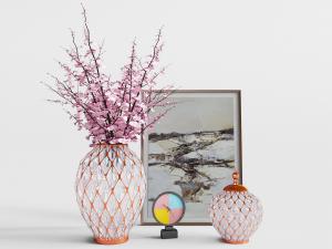 欧式菱形花纹玻璃花瓶花卉装饰品摆件