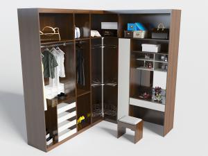 现代更衣室转角开放式衣柜3d模型 现代更衣室转角开放式衣柜