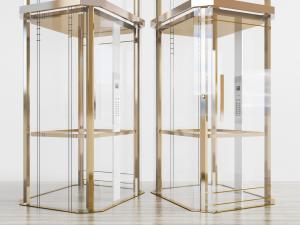 现代酒店商场方形玻璃观光电梯