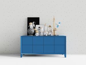后现代蓝色端景台、宇航员饰品摆件3d模型 后现代蓝色端景台、宇航员饰品摆件