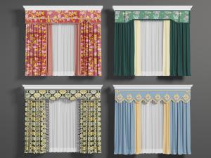 新中式花朵图案的窗帘窗纱