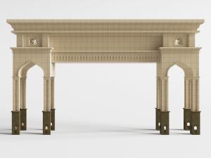 欧式小区带柱子的大门和侧门