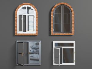 北欧拱形、方形平开窗