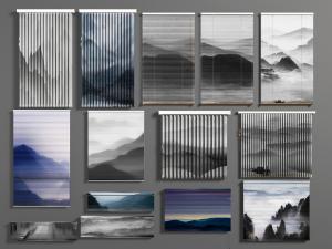 中式装饰山水百叶窗帘