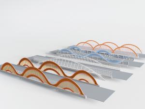 现代高架桥金属护栏栏杆3d模型 现代高架桥金属护栏栏杆