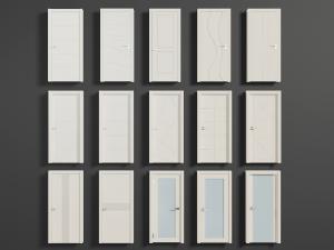 现代白色实木和玻璃的平开门