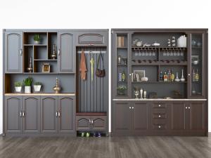 美式深实木带卡座的鞋柜酒柜3d模型 美式深实木带卡座的鞋柜酒柜