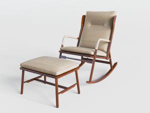 新中式实木边框的摇椅脚踏