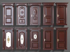 欧式实木雕花平开门