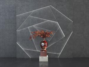 中式陶瓷花瓶花卉、玫瑰花背景墙