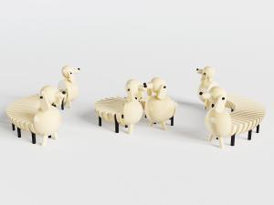 现代实木卡通小狗造型的公共椅子