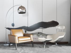 新中式皮革单人沙发休闲椅子3d模型 新中式皮革单人沙发休闲椅子