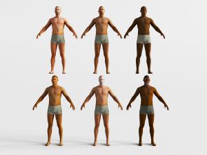 不同肤色穿内裤的男人