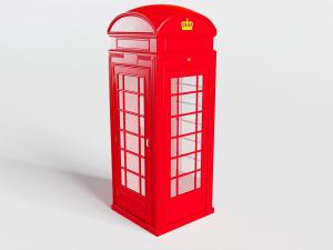 红色带玻璃门的电话亭