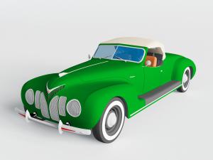 一辆绿色的复古老爷汽车3d模型 一辆绿色的复古老爷汽车