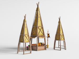 中东民族风情的锥形草棚