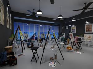 后现代画室素描色彩教室3d模型 后现代画室素描色彩教室