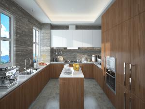 后现代厨房中岛橱柜