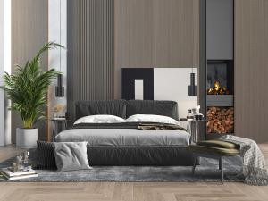 现代轻奢布艺双人床床尾凳