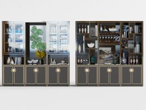 新中式装饰置物柜酒柜3d模型 新中式装饰置物柜酒柜