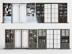 新中式装饰置物柜酒柜3d模型 新中式装饰置物柜酒柜