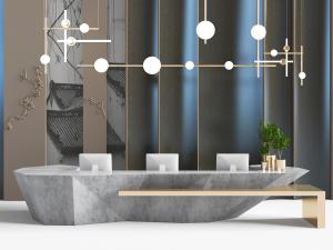 新中式大理石前台接待台