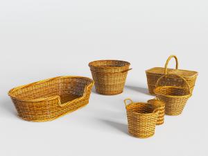 中式藤编收纳筐3d模型 中式藤编收纳筐