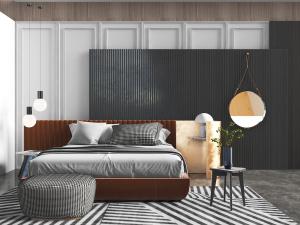 现代轻奢红色双人床