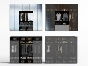 现代玻璃柜门的衣柜3d模型 现代玻璃柜门的衣柜