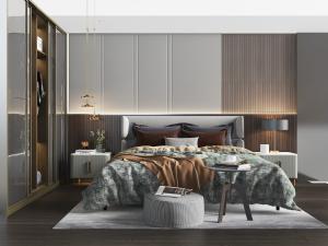 现代轻奢双人床床头柜