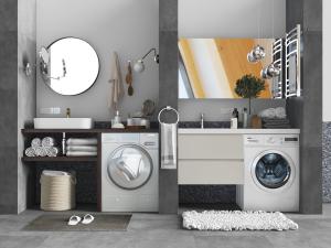 现代轻奢嵌入洗衣机的洗手台洗手盆