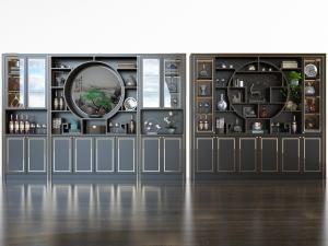 新中式装饰酒柜3d模型 新中式装饰酒柜