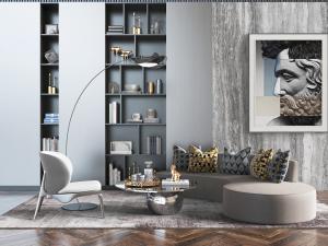 后现代多人沙发、茶几组合