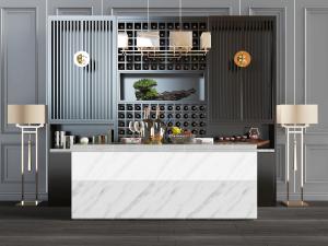 新中式吧台酒柜3d模型 新中式吧台酒柜