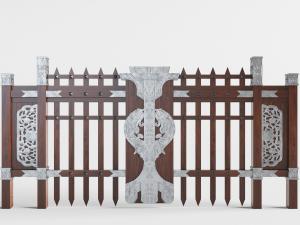 中式实木包铁大门