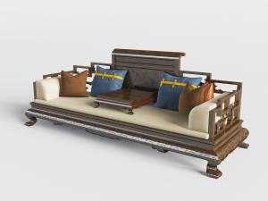 中式实木雕花罗汉床