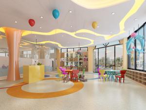 现代幼儿园大厅接待前台